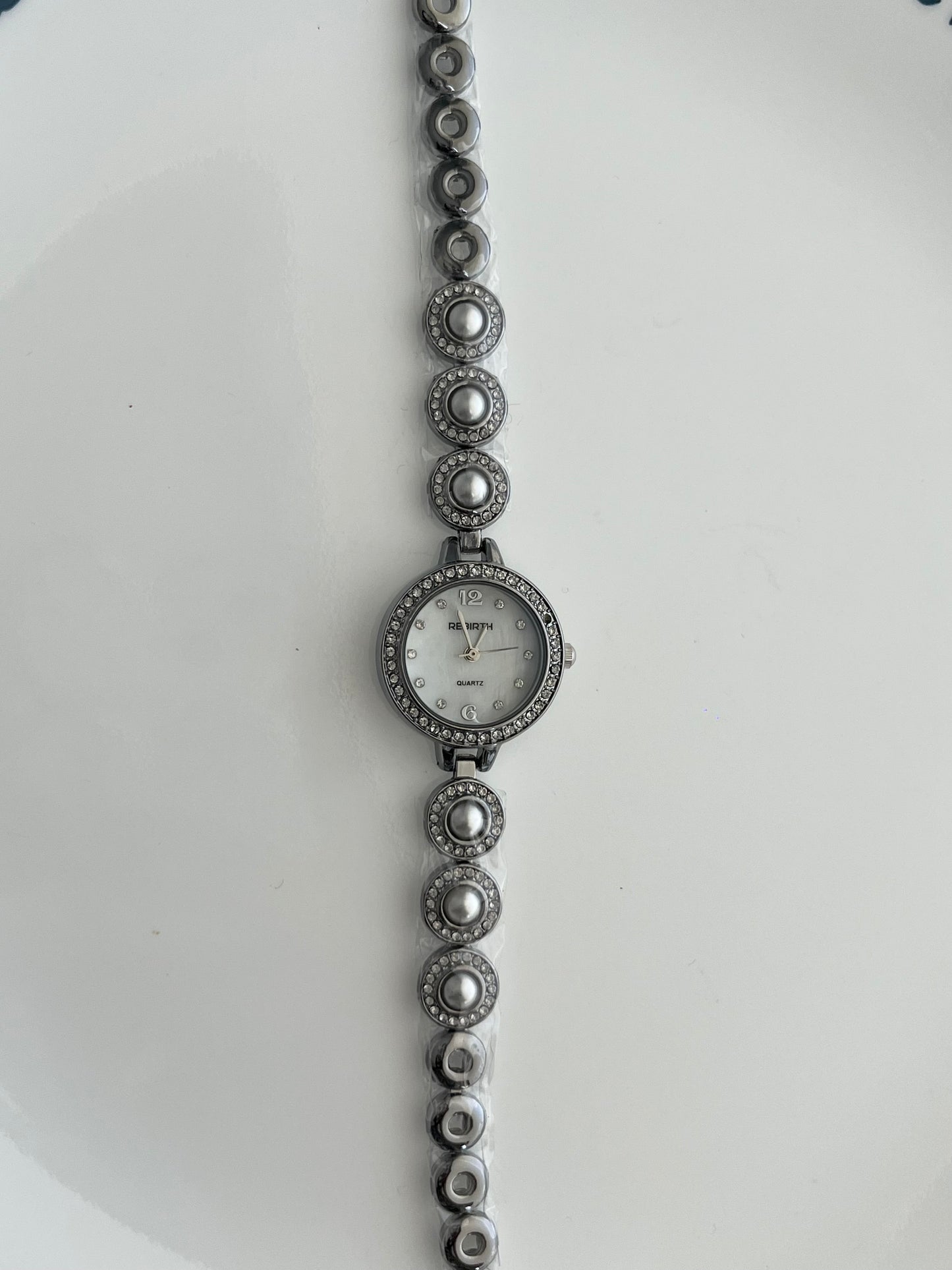 Silver tone beaded watch