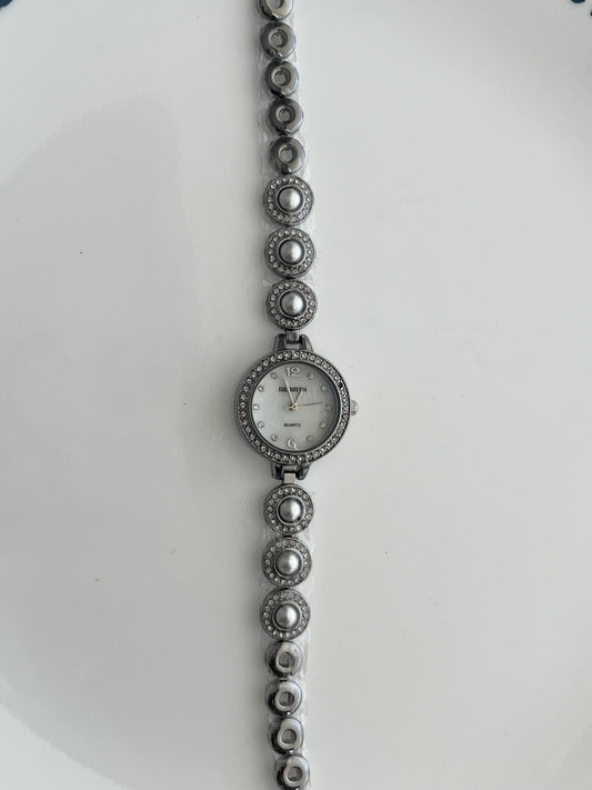 Silver tone beaded watch-Bundle#9