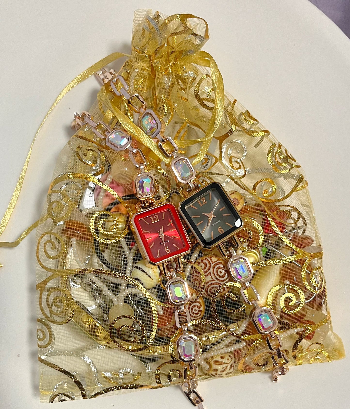 Ruby Square Face Watch- Bundle#2