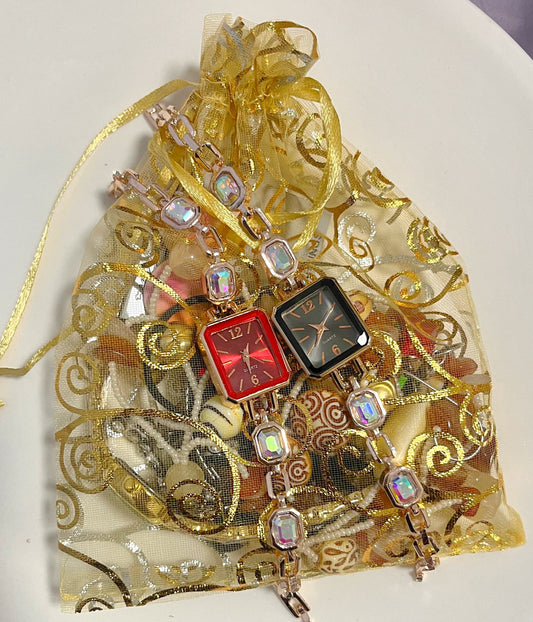 Ruby Square Face Watch- Bundle#2