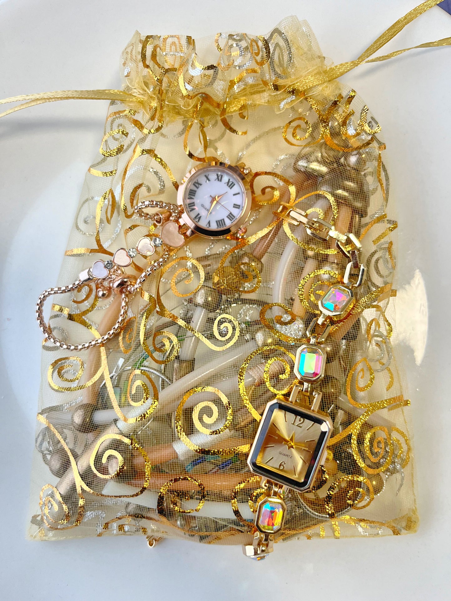 Gold Heart Band Watch