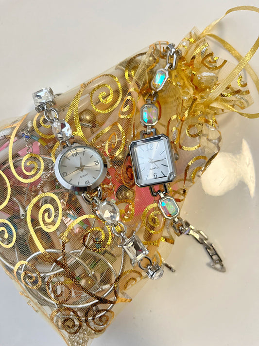 Clear Crystal Silver Watch- Bundle#3