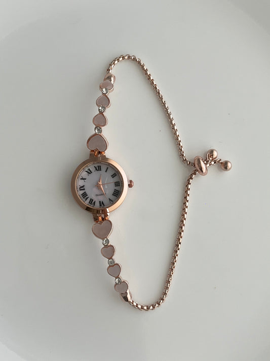 Gold Heart Band Watch