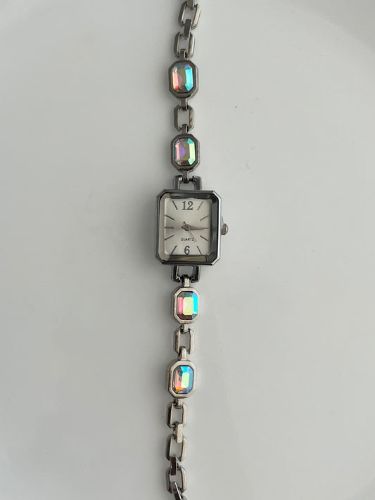 Clear Crystal Square Face Watch